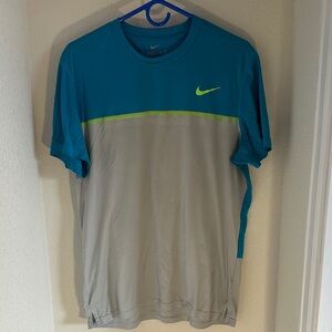 Nike Men's Teal and Gray Short Sleeve Tee